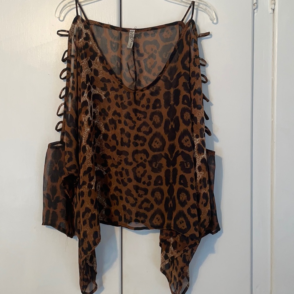 Sheer leopard print top